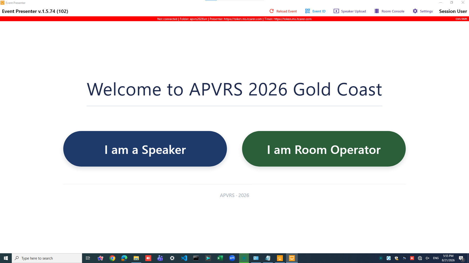 Event Presenter disconnected status indicator