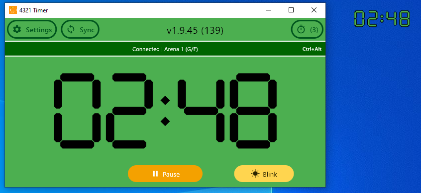 Running 4321 Timer countdown with matching Console and Display views.